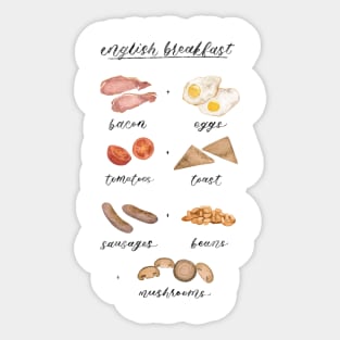 English Breakfast List Watercolour Painting Sticker